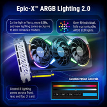 Load image into Gallery viewer, PNY NVIDIA GeForce RTX™ 5070 Epic-X™ ARGB OC Triple Fan, Graphics Card (12GB GDDR7, 192-bit, Boost Speed: 2685 MHz, SFF-Ready, PCIe® 5.0, HDMI®/DP 2.1, 2.4-Slot, Blackwell Architecture, DLSS 4)
