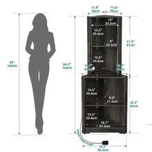 Load image into Gallery viewer, YITAHOME Corner Shelf Stand with Led Light, 5 Tier Corner Bookshelf and Bookcase, Wooden Open Corner Cabinet Display Storage Rack for Bedroom,Living Room,Dining Room,Home Office,Kitchen, Charcoal Gray
