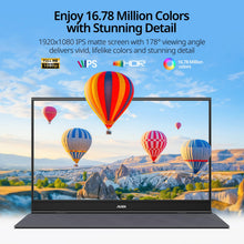 Load image into Gallery viewer, MNN Portable Monitor 15.6inch FHD 1080P USB C HDMI Gaming Ultra-Slim IPS Display w/Smart Cover &amp; Speakers,HDR Plug&amp;Play, External Monitor for Laptop PC Phone Mac (15.6'' 1080P)
