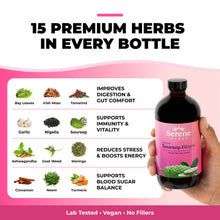 Load image into Gallery viewer, Serene Herbs Soursop Bitters Liquid with Soursop Leaves for Gut Cleanse, Detox &amp; Immune Boost with Black Seed, Moringa, Irish Moss, Ashwaganda, Turmeric, 16 fl oz (16 Fl Oz (Pack of 1), Mixed Berry)
