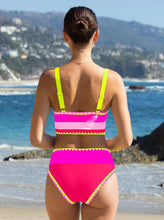 Load image into Gallery viewer, popvil High Waisted Bikini Sets for Women Tummy Control Swimsuits 3 Piece Bathing Suits Neon Swimwear with Skirt 2026 Red
