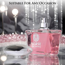 Load image into Gallery viewer, Verse Pink Crystal Eau De Parfum for Woman - Top Notes of Pomegranate, Yuzu &amp; Iced Accord - Base Notes of Peony, Lotus, Magnolia, Amber, Musk &amp; Mahogany - Floral &amp; Fruity Scent - Elegant 100ml Bottle
