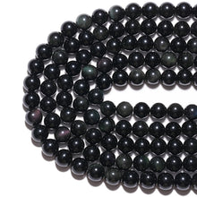 Load image into Gallery viewer, Natural Gemstone Beads 6mm Rainbow Black Obsidian Beads Polished Round Smooth Stone Beads for Bracelets Jewelry Making 15inch Loose Beads
