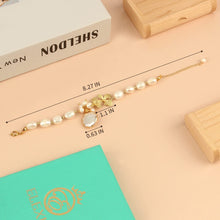 Load image into Gallery viewer, ELEXIS 18K Gold Dainty Baroque Pearl Bracelet For Women Wedding Handmade Originals Trendy Casual Freshwater Pearls Leaf Bracelet For Girls Gift Engaged Comfy Bridesmaid Hanging Jewelry
