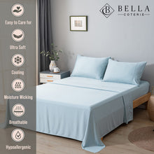 Load image into Gallery viewer, Bella Coterie Luxury Bamboo Viscose Queen Size Sheet Set | 100% Organically Grown | Ultra Soft | Cooling for Hot Sleepers | 18" Deep Pocket [Coastal Blue]
