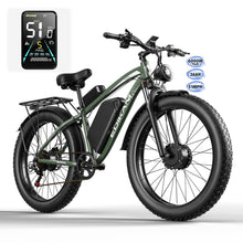 Load image into Gallery viewer, Electric Bike for Adult, 36Ah 52V Dual Motor Ebikes, 51MPH Peak 6000W Electric Bike Fastest Ebike, 130 Miles Electric Bicycle, 26” Fat Tire Mens E Bike, Hydraulic Brake, 7 Speed, Front Suspension
