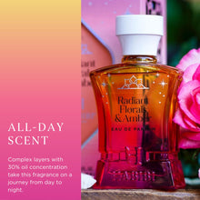 Load image into Gallery viewer, H HABIBI Radiant Florals &amp; Amber Musk Perfume for Women - Fresh, Soft, Seductive Women's Perfume - Notes of Violet, Rose &amp; Jasmine Perfume - Made in USA - Feminine Women's Eau de Parfum

