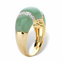 Load image into Gallery viewer, PalmBeach Yellow Gold-plated Sterling Silver Genuine Green Jade and Round Genuine Topaz Dome Ring Sizes 6-10 Size 6

