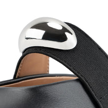 Load image into Gallery viewer, Gradinery Metal Buckle Mary Jane Ballet Flats Shoes Round Toe Slip On Casual Dress Ballerina Shoes Metal Black Size 6
