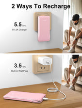 Load image into Gallery viewer, TG90° 10000mAh External Battery Pack with Built-in AC Wall Plug, Compact Cell Phone Portable Charger with Cables Power Bank Compatible with iPhone and Android Devices
