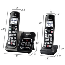 Load image into Gallery viewer, Panasonic Cordless Phone with Answering Machine, Advanced Call Block, Bilingual Caller ID and High-Contrast Display, Expandable System with 3 Handset Cordless Telephones - KX-TGD833M (Metallic Black)
