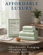 Load image into Gallery viewer, LANE LINEN 100% Organic Cotton Sheets Queen Size Bed Set, Machine Wash Eco Friendly Sustainably Produced Cotton Queen Sheet Set, Soft &amp; Comfy Long Stabple Naturally Cooling Sheets– Mineral
