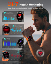 Load image into Gallery viewer, Military Smart Watches for Men, 1.91" Men's Smart Watch with 1000mAh/5 ATM Waterproof/LED Flashlight/110+ Sport Modes/Heart Rate/SpO2/Sleep Monitor, Fitness Tracker Watch for Android &amp; iPhone (Black)
