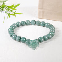 Load image into Gallery viewer, HL1971 Real Jade bracelet for Women, Natural Jadeite Handmade Carved Peach Blossom Stretch Beaded Beads Jade Bangle Jewelry, Feng Shui Prosperity Blue-Green Jades bracelets,for Valentine's,Mother,Christmas (5)
