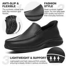 Load image into Gallery viewer, HEEZ Men's Platform Loafers Casual Slip On Shoes Lightweight Comfortable Business Office Walking Shoes Black
