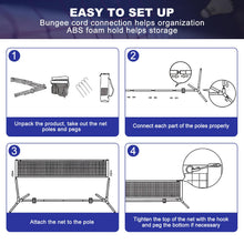 Load image into Gallery viewer, BAGAIL Badminton Net, Foldable Sports Net 10 FT/ 14 FT/ 17 FT Wide, Height Adjustable Net Set with Carry Bag for Tennis, Pickleball or Pool Volleyball - 10ft, Blue
