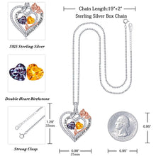 Load image into Gallery viewer, Iefil Birthstone Necklace for Women, 925 Sterling Silver, Alexandrite Citrine, Heart Pendant, 19in + 2in Adjustable for Her on Anniversary, Christmas, Birthday, Valentines Day
