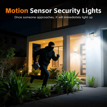 Load image into Gallery viewer, FAXBOX Solar Lights Outdoor 336 LED, Motion Sensor Security Wall Light with Remote, Split 4-Head Adjustable Design, 2400mAh Battery, Waterproof IP65 Garage, Driveway, Garden, Courtyard Lighting（2Pack
