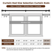 Load image into Gallery viewer, Hradecti 1' Diameter Curtain Rods, 30-144 Inch, Black, Iron, Matte Black Painted, Fit 30-142 Inch Windows, Heavy Duty, Adjustable, Window Treatment Single Rods
