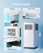Load image into Gallery viewer, Feelfunn 8000 BTU Portable Air Conditioner, 3-in-1 Cools 350 Sq.Ft, Quiet AC with Fan &amp; Dehumidifier, LED Display, Remote, 24H Timer, Window Kit, for Bedroom/Office/Dorms
