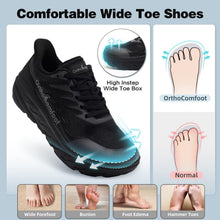 Load image into Gallery viewer, Men's Orthopedic Diabetic Wide Slip On Walking Shoes: Comfy Plantar Fasciitis Bunions Recovery Arch Support Orthotic Tennis Shoes, Lightweight Flat Feet Working Travel Camping Sneakers Black Size 9.5
