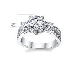 Load image into Gallery viewer, Metal Masters 1.50 Carat Round Cubic Zirconia Past, Present, Future Sterling Silver 925 Wedding Engagement Ring 7
