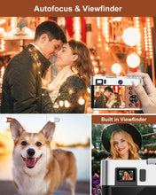 Load image into Gallery viewer, 5K Digital Camera for Photography and Video, 48MP Dual Camera Autofocus Vlogging Camera for YouTube with Viewfinder,16X Digital Zoom, Anti Shake, Compact Travel Camera with 32GB SD Card 2 Batteries
