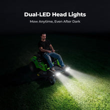 Load image into Gallery viewer, NovorikX 54V 42'' Cordless Electric Riding Lawn Mower, Zero Turn Lawn Mower with 4 * 10AH Batteries and Plug in Charger for Large Yard
