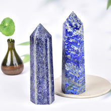 Load image into Gallery viewer, MOGEMT Natural Lapis Lazuli Obelisk Tower Large Healing Crystal Point Wand 6 Faceted Reiki Chakra Meditation Therapy 1.5-2.0 LBS
