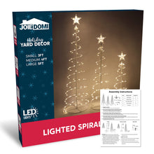 Load image into Gallery viewer, JOIEDOMI 3 Pack Spiral Christmas Tree Lights, 218 LED Outdoor Lighted Tree with Star Topper &amp; Stakes, Christmas Decorations for Yard Porch Patio Garden Holiday Xmas Eve Night Décor, Warm White
