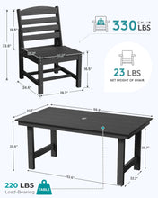 Load image into Gallery viewer, SERWALL Patio Dining Sets for 6 Person, HDPE Dining Set with 6 Armless Chairs, Black
