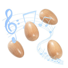 Load image into Gallery viewer, Musfunny Wood Musical Eggs Shakers, 4pcs Egg Maracas Shakers Wooden Hand Percussion Instrument for Musical Education Party Classroom Prizes (Natural Wood)
