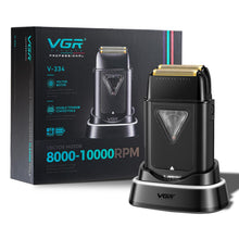 Load image into Gallery viewer, VGR 334 Foil Shaver for Men, Professional Electric Razor for Shaving Face &amp; Bald Head, 10000RPM Vector Motor, Double Titanium Foils, LED Display, USB Charging Base, Men's Electric Shavers for Barbers
