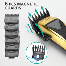 Load image into Gallery viewer, VGR 015 Professional Cordless Hair Clippers for Men, 9000 RPM Vector Motor Hair Trimmer DLC-Blade Barber Clipper for Hair Cutting with Metal Body, 1 Modular Lid in Black, Travel Case
