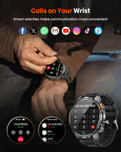 Load image into Gallery viewer, Military Smart Watches for Men, 1.91" Men's Smart Watch with 1000mAh/5 ATM Waterproof/LED Flashlight/110+ Sport Modes/Heart Rate/SpO2/Sleep Monitor, Fitness Tracker Watch for Android &amp; iPhone (Black)
