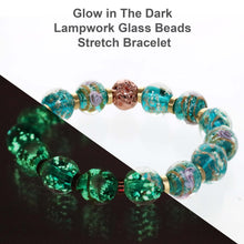 Load image into Gallery viewer, ARTSY CRAFTS INC Glow in The Dark Firefly Beaded Bracelets for Women, Ocean Blue Luminous Murano Firefly Bracelets Mermaid Crystals Healing Bracelet Bangle (Ocean Blue 6-7")
