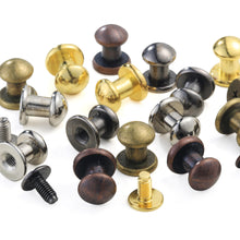 Load image into Gallery viewer, YORANYO 75 Sets 8MM Round Head Button Stud for Leather Chicago Screws Spikes and Stud Leather Rivets Screws Button Rivets for Repair and Decorate Clothing Shoes Belts Bags Dog Collars (Mixed in Box)
