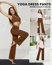 Load image into Gallery viewer, G4Free Loose Pants for Women High Waisted Yoga Dress Pants with Pockets Stretch Wide Leg Sweatpants Business Casual Trouser Pants(Dark Coffee,S,Petite)
