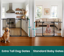 Load image into Gallery viewer, Cumbor 36" Extra Tall Baby Gate for Stairs, 30.4-56.8" Extra Wide Dog Gate Indoor, Dual Lock &amp; Self-Closing Child Gate for Doorways, Hallways &amp; Large Opening, Safety Baby Proofing for the House, Black
