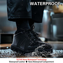 Load image into Gallery viewer, TEYTAP Non Slip Waterproof Work Shoes for Men Women Black Slip Resistant Oil Resistant Shoes Food Serviece Chef Kitchen Restaurant Shoes Leather Walking Casual Shoes
