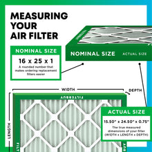 Load image into Gallery viewer, Filterbuy 16x25x1 Air Filter MERV 8 Essential Dust &amp; Allergy Defense (4-Pack), Electrostatic Pleated HVAC AC Furnace Filters Replacement (Actual Size: 15.50 x 24.50 x 0.75)
