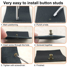 Load image into Gallery viewer, YORANYO 75 Sets 8MM Round Head Button Stud for Leather Chicago Screws Spikes and Stud Leather Rivets Screws Button Rivets for Repair and Decorate Clothing Shoes Belts Bags Dog Collars (Mixed in Box)
