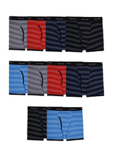 Load image into Gallery viewer, Fruit Of The Loom Mens Cotton Boxer Brief Underwear Traditional Fly Stripes Assorted SM (6-8 Little Kid/Big Kid), Small, Pack of 10
