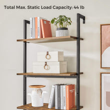 Load image into Gallery viewer, VASAGLE Industrial Ladder Shelf, 6-Tier Bookshelf, Wall Shelf for Living Room, Office, Kitchen, Bedroom, 23.6 x 11.8 x 80.6 Inches, Rustic Brown and Black ULLS103B01
