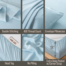 Load image into Gallery viewer, Bella Coterie Luxury Bamboo Viscose Queen Size Sheet Set | 100% Organically Grown | Ultra Soft | Cooling for Hot Sleepers | 18" Deep Pocket [Coastal Blue]
