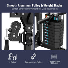 Load image into Gallery viewer, Major Fitness Drone2 Premium Smith△ Machine, All-in-One Home Gym Squat Rack with Aluminum Pulley Set, Weight Bar (BK D2AW Package(with Red Bench+230lb))

