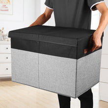 Load image into Gallery viewer, Gowee Large Toy Storage Box with Lid, Sturdy Toys Storage Chest Bin Organizer Basket with Dividers for Kids, Boys, Girls, Nursery, Closet, Bedroom, Playroom 25"x13" x16" (Black and Grey)
