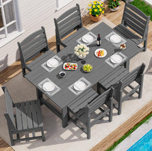 Load image into Gallery viewer, SERWALL Patio Dining Sets for 6 Person, HDPE Dining Set with 6 Armless Chairs, Gray

