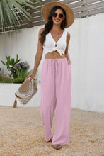 Load image into Gallery viewer, Sampeel Dress Pants Women Tall Summer Spring Outfits Beach Vacation Cute Preppy Clothes Drawstring Pants with Pockets Y2K Pink S
