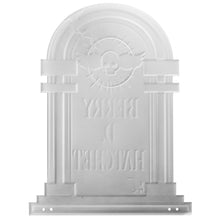 Load image into Gallery viewer, 3-D Metal Halloween Ghost XL 17" Tombstone w Stakes -BERRY D HATCHET- Durable, Rustproof, UV Raised Printing- Upgrade Your Haunted House Mansion w Cemetary Lawn Decor- No More Flimsy Foam Graveyards
